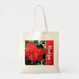 Foto von Orange Double Hibisken Individuelle Name Tragetasche