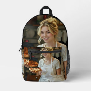 Foto von Pizzaessen personalisieren anpassen Bedruckter Rucksack