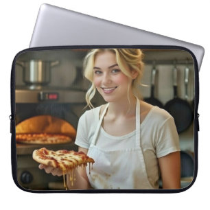 Foto von Pizzaessen personalisieren anpassen Laptopschutzhülle