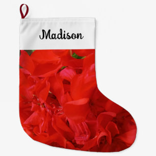 Foto von Red Geranium Blume Individuelle Name Großer Weihnachtsstrumpf