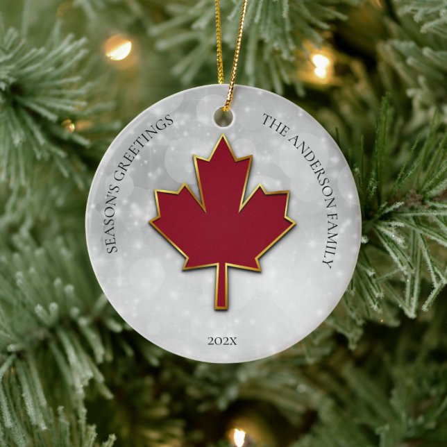 Foto von Red Maple Leaf Keramik Ornament (Baum)