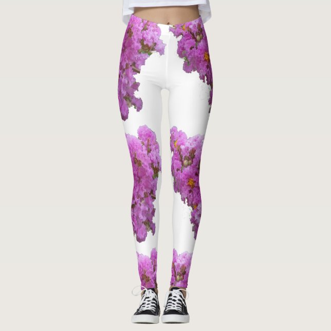 Foto von rosa crepe Myrte Blume auf atemberaubend Leggings (Vorderseite)