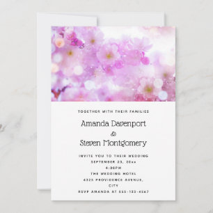 Foto von rosa Kirschblüten zur Hochzeit Einladung