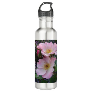 Foto von rosa Wildrosenblüten Edelstahlflasche