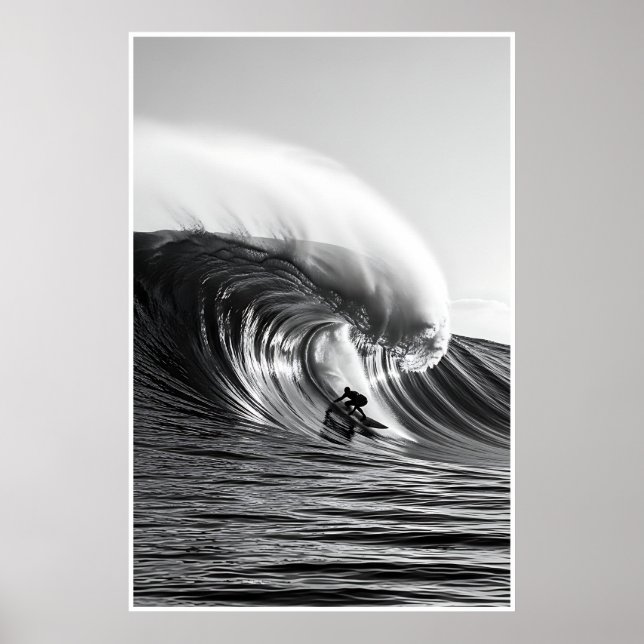 Foto von Schwarz-Weiß-Barrel-Wave - Dramatischer O Poster (Vorne)