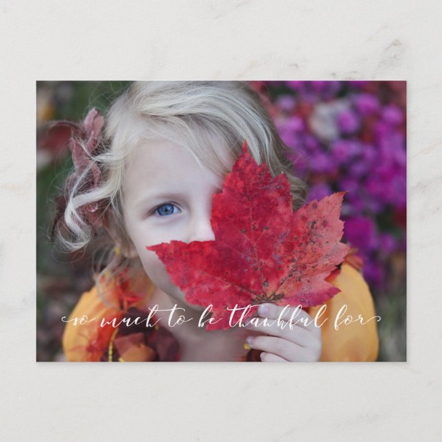 Foto von Template Calligraphy Script Thankful Postkarte (Vorderseite)