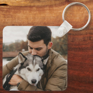 Foto von Vater und Hund Schlüsselanhänger