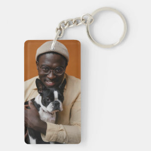 Foto von Vater und Hund Schlüsselanhänger