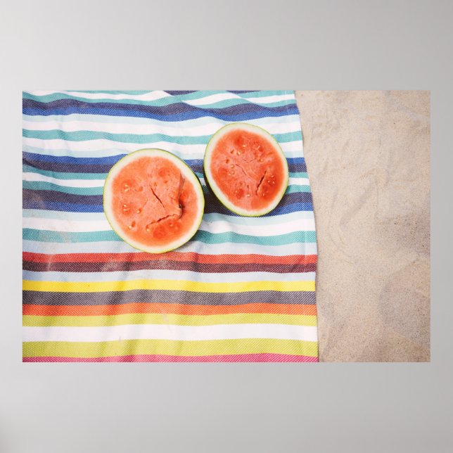 Foto von Wassermelonenscheiben in Scheiben Poster (Vorne)