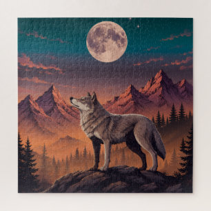 Foto von Wolf bei Mondlicht vergrößert   Wildlife 