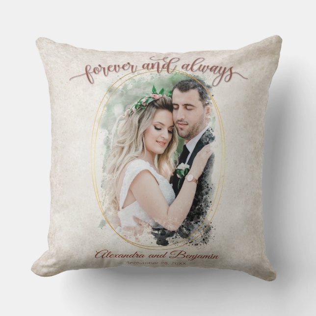 Foto-Vorlage für immer und immer Hochzeit Kissen (Vorderseite)