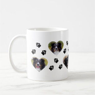 Foto-Vorlagen mit Paw-Druckern in Herz-Form Kaffeetasse