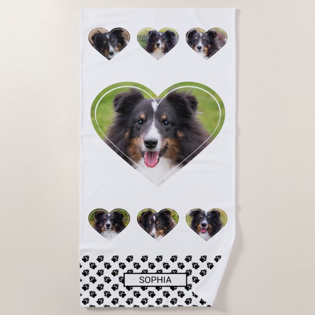 Foto-Vorlagen mit Paws & Name in Heftform Strandtuch (Vorderseite)