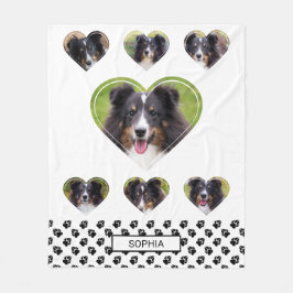 Foto-Vorlagen und Pfoten & Name für Heart Shape Fleecedecke