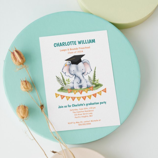 Foto-Vorschulabschlusspartei Einladung (Animal Kid Preschool Photo Graduation Party Invitation)