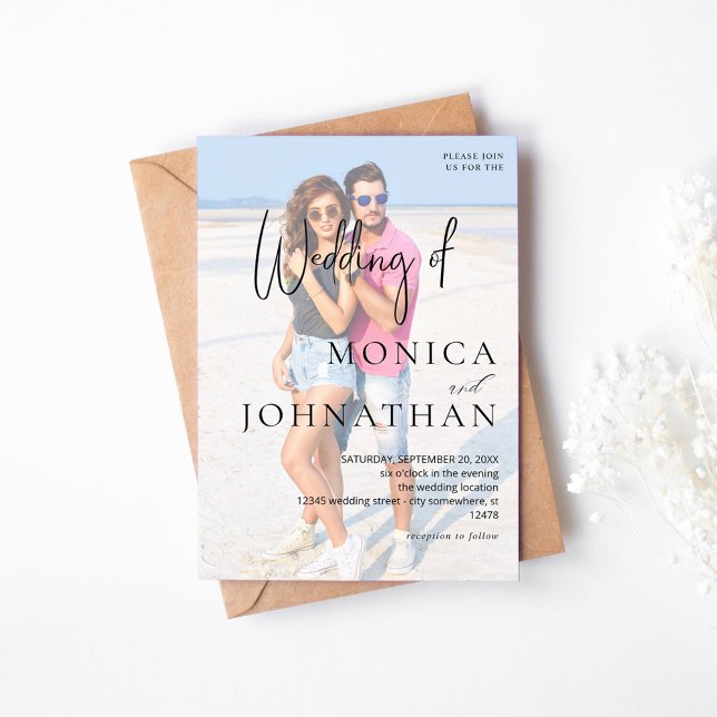 Foto VS Black & W Moderne Hochzeit Einladung (Von Creator hochgeladen)