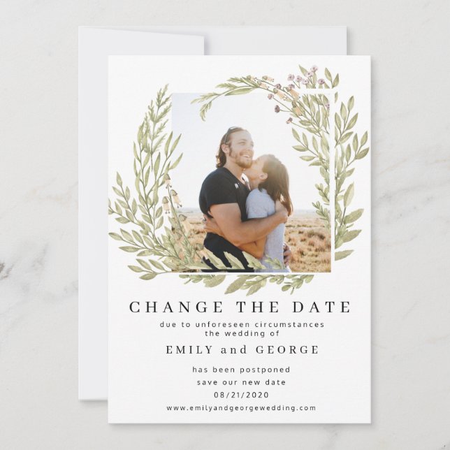 Foto "Waldgrün" ändert die Datumskarte Save The Date (Vorderseite)