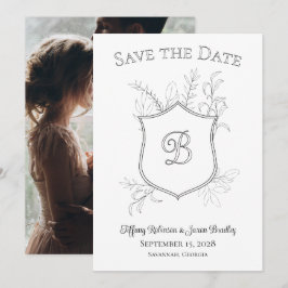 Foto Wappen Monogram Classic Schwarz/Weiß Save The Date