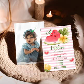 Foto Wasserfarbe Eins in einem Melone Erstgeburt Einladung