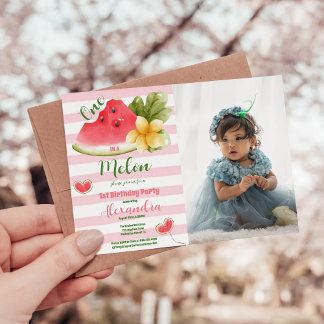 Foto Wasserfarbe Eins in einem Melone Erstgeburt Einladung