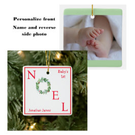 Foto Wasserfarbe Holiday Wreath BABY 1. WEIHNACHTE Keramikornament