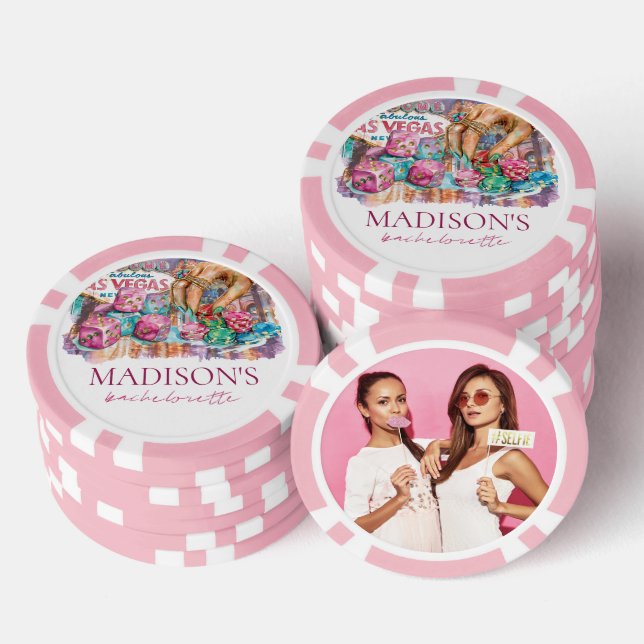 Foto Wasserfarbe Las Vegas Bachelorette Pokerchips (Stapel)