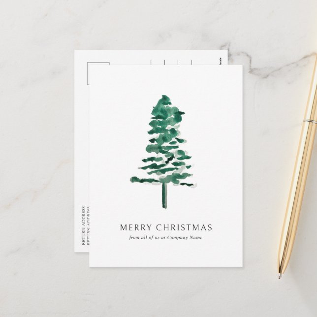 Foto Wasserfarbe Pine Tree Weihnachten (Vorderseite/Rückseite Beispiel)