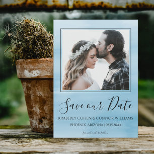 Foto Wasserfarbe Save the Date Blau