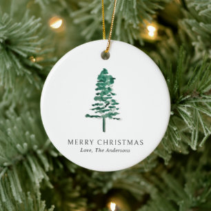Foto Wasserfarbene Pine Tree Moderne Weihnachten Keramik Ornament