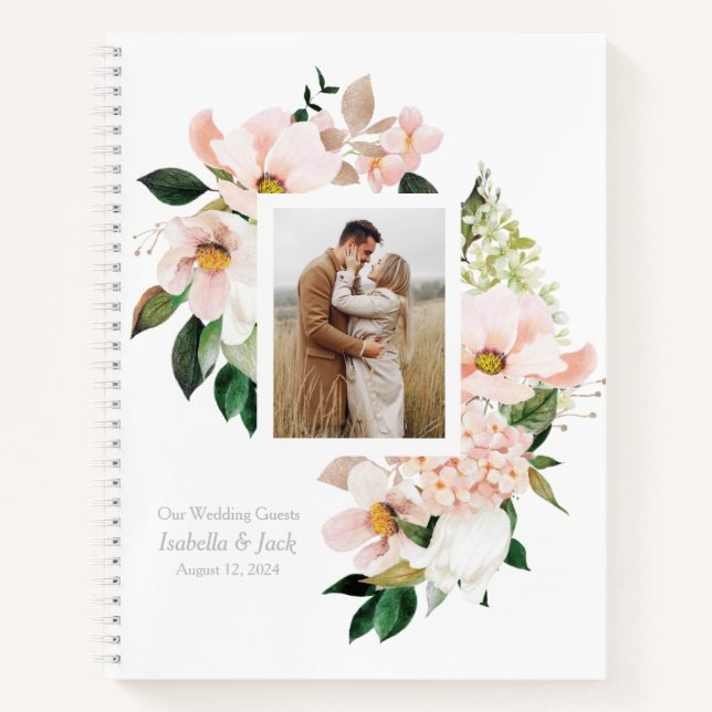 Foto Watercolor Blume Gästebuch Notizbuch (Vorderseite)