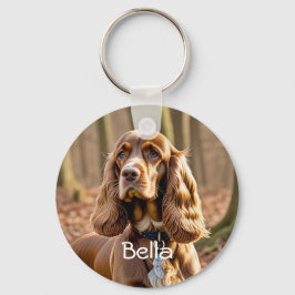 Foto & Watercolor Cocker Spaniel Personalize Schlüsselanhänger