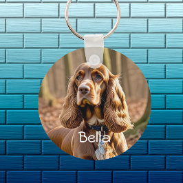 Foto & Watercolor Cocker Spaniel Personalize Schlüsselanhänger