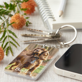 Foto & Watercolor Cocker Spaniel Personalize Schlüsselanhänger