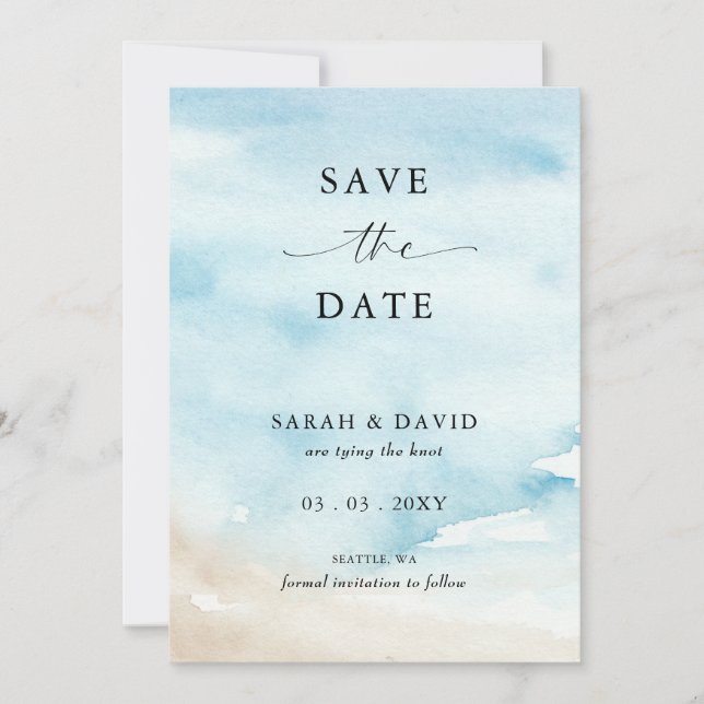 Foto "Watercolor Ocean Summer Beach" Save The Date (Vorderseite)