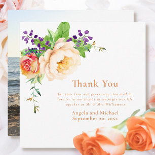 Foto Watercolor Rose Hochzeit Danke Karte