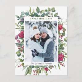 FOTO Watercolor Winter Rose Blume Weihnachten Postkarte