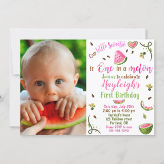 Foto Watermelon Geburtstag Einladung 1. Geburtstag