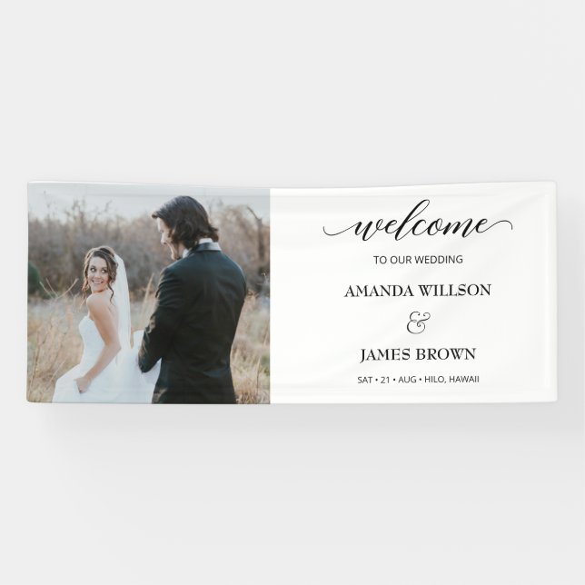 Foto Wedding Calligraphy Script Willkommensbanner Banner (Horizontal)