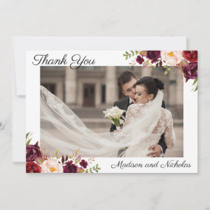 Foto Wedding Dankeschön Karten mit Marsala Blume
