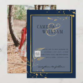 FOTO Wedding Einladung QR Code Retten Datum BLUE