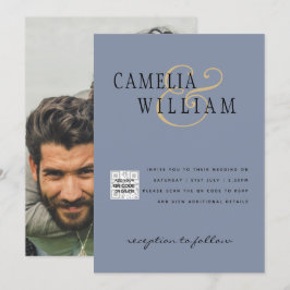 Foto Wedding Einladung QRCode UAWG Dusty Blue