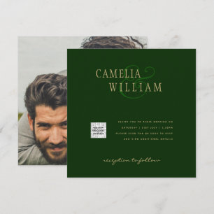 Foto Wedding Einladung QRCode UAWG Emerald Green