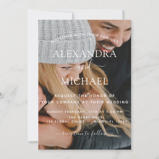 Foto Wedding Elegante Moderne Typografie Einladung (Vorderseite)