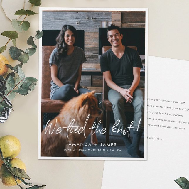 Foto Wedding Elopement Card mit modernem Script Ankündigung (Von Creator hochgeladen)