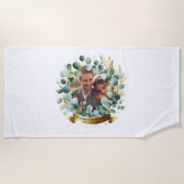 FOTO Wedding Gift Neuvermählte Jubiläumspaare Strandtuch (Vorderseite)