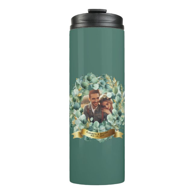 FOTO Wedding Gift Neuvermählte Jubiläumspaare Thermosbecher (Vorderseite)