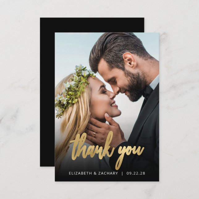 Foto Wedding Gold Script Black Danke (Vorne/Hinten)