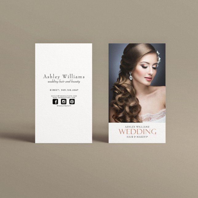 Foto Wedding Hair & Makeup Business Card Visitenkarte (Von Creator hochgeladen)