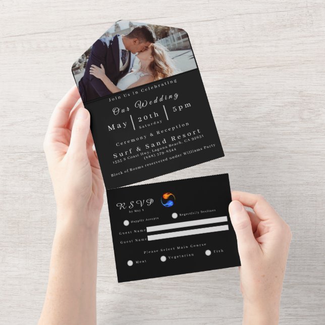 Foto Wedding Invitation-Twin Flames- All In One Einladung (Abreißen)