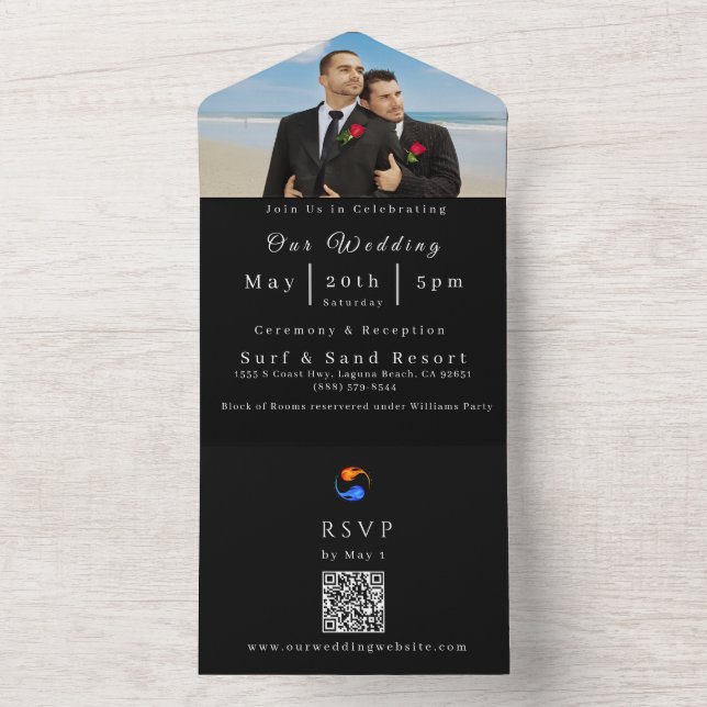 Foto Wedding Invitation-Twin Flames-LGBTQ- All In One Einladung (Innen Boden)